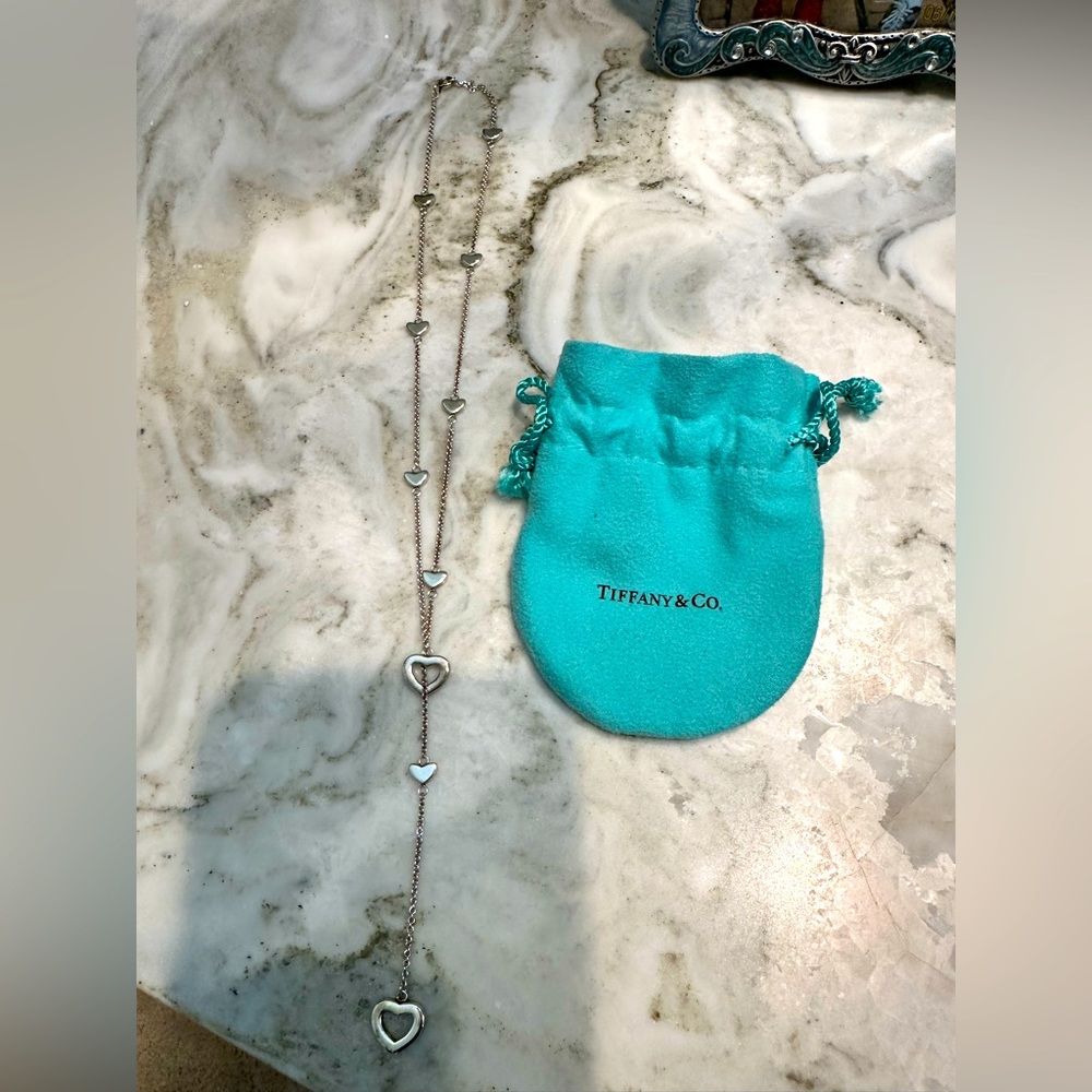 Authentic Tiffany & Co. Heart Station Lavalier Necklace
